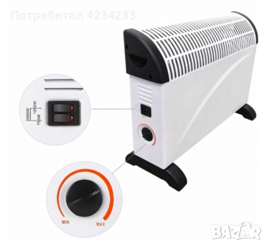 електрически конвектор , снимка 2 - Отоплителни печки - 52881928
