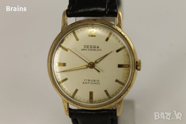 1960's TERRA DKFM. STROBL&CO Позлатен Немски Ръчен Часовник, снимка 3 - Антикварни и старинни предмети - 39222503