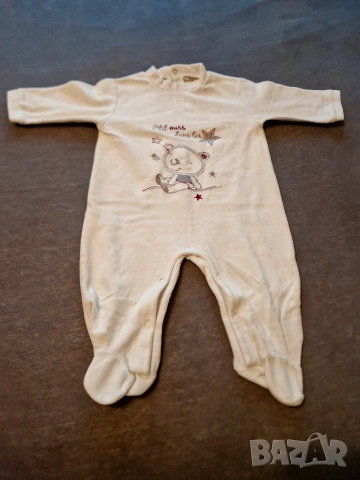 6-9м 74см Помпер гащеризон, полар, бял, без следи от употреба 