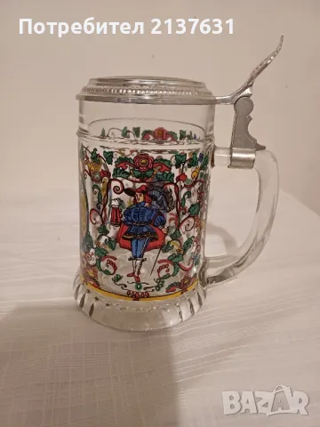 НОВА  ! НЕМСКА СТЪКЛЕНА ХАЛБА за БИРА с КАПАК , снимка 1