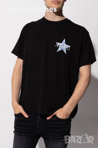 AMIRI Black Paisley Star Logo Print Мъжка Тениска size S , M и L, снимка 6 - Тениски - 40684148