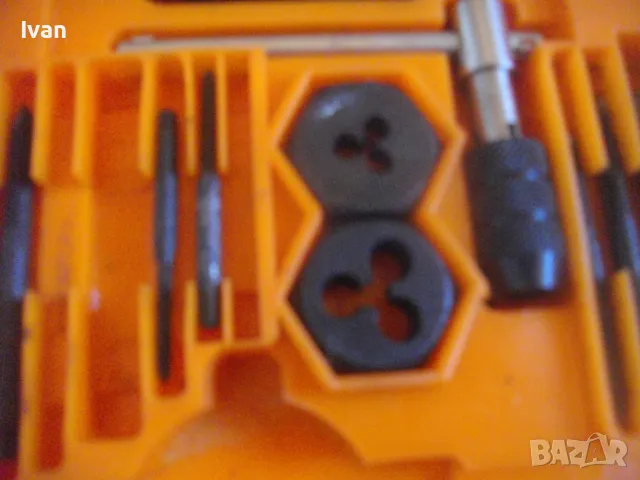 НОВ СТАРО КАЧЕСТВО М3-М12 НЕМСКИ РЕЗБОНАРЕЗЕН КОМПЛЕКТ ПЛАШКИ И МЕТЧИЦИ ЗА ВЪНШНИ/ВЪТРЕШНИ РЕЗБИ, снимка 17 - Други инструменти - 48922599