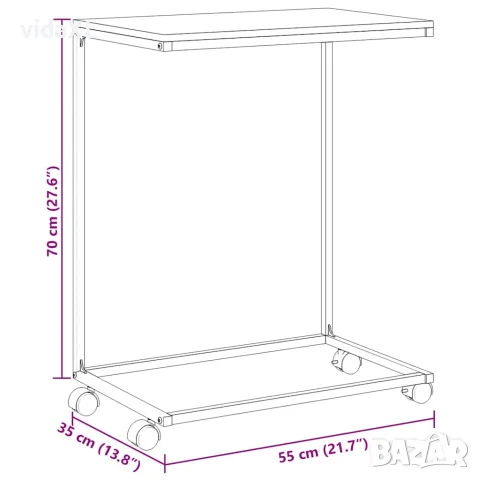 vidaXL Помощна маса с колелца черна 55x35x70 см инженерно дърво, снимка 8 - Маси - 56147176
