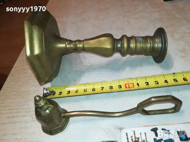 СВЕЩНИК+ГАСАЧ ОТ ФРАНЦИЯ МЕД/МЕСИНГ 1711241743, снимка 5 - Антикварни и старинни предмети - 48002085