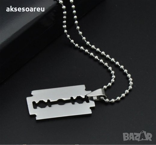 Колие бръснарско ножче  от неръждаема стомана бръснач медальон мъжки бижута огърлици висулки с вериж, снимка 12 - Колиета, медальони, синджири - 38356270