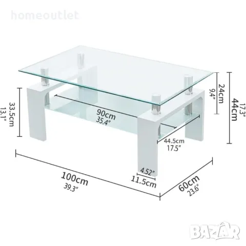 ПРОМОЦИЯ Маса със стъклен плот CLIPOP C-B-CT-0127 WH, снимка 8 - Маси - 47773939