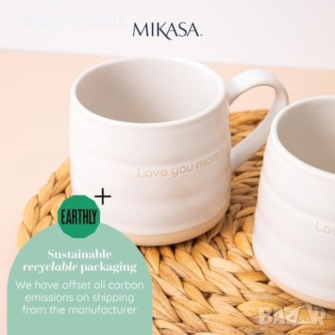 Нов Комплект Mikasa 2 броя Керамични Чаши 380ml Обичам те идеален подарък, снимка 3 - Други стоки за дома - 42745693