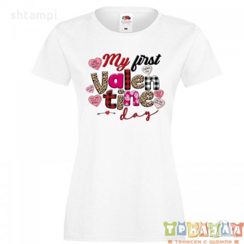 Дамска тениска Свети Валентин My 1st Valentine Day 1, снимка 4 - Тениски - 35546896
