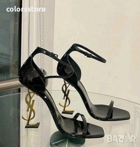 Сандали на ток - черен лак със златист ток - S-Y1L , снимка 2 - Сандали - 47466565