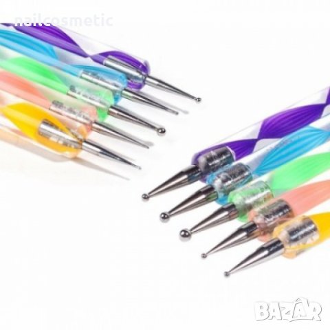 Комплект 5 инструмента за точки на маникюр с различна големина, снимка 2 - Продукти за маникюр - 9186689