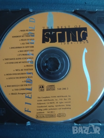 Sting – Fields Of Gold: The Best Of Sting 1984 - 1994 - матричен диск музика 
