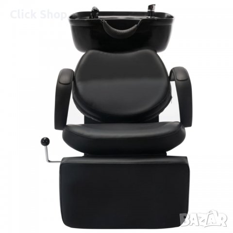 Измивна колона за фризьорски салон, черна, изкуствена кожа, снимка 2 - Фризьорски столове - 37734994