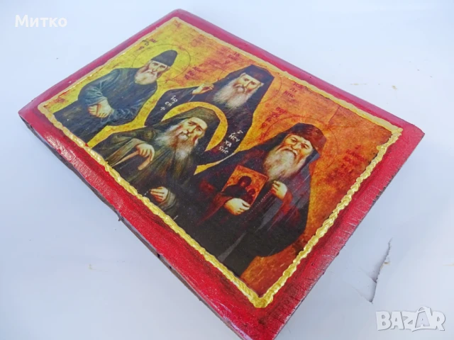 Православна икона  на Йосиф Исихаст,Порфирий Кавсокаливит,Паисий Атонски,Яков Цаликис, снимка 9 - Икони - 50806968