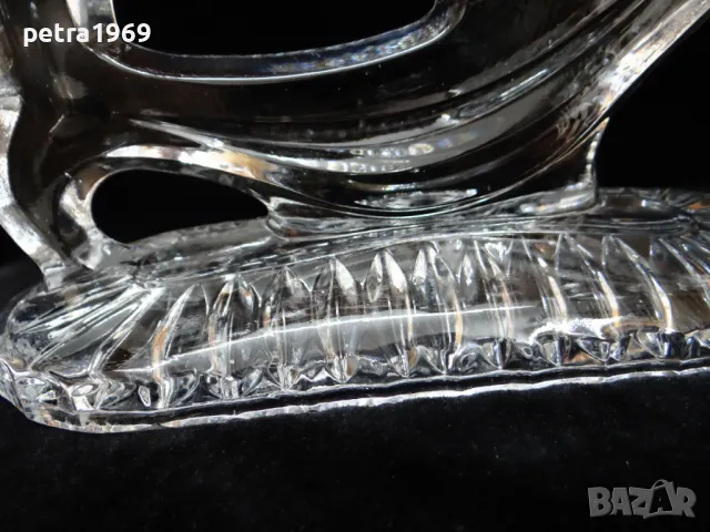 Кристален свещник за три свещи, снимка 6 - Антикварни и старинни предмети - 49235791