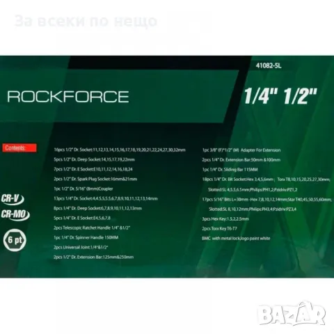 Гедоре 108 части 1/2'' и 1/4'' RockForce, снимка 3 - Гедорета - 50344649