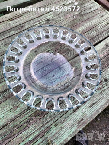 Голяма стъклена купа за плодове ръчно изработена