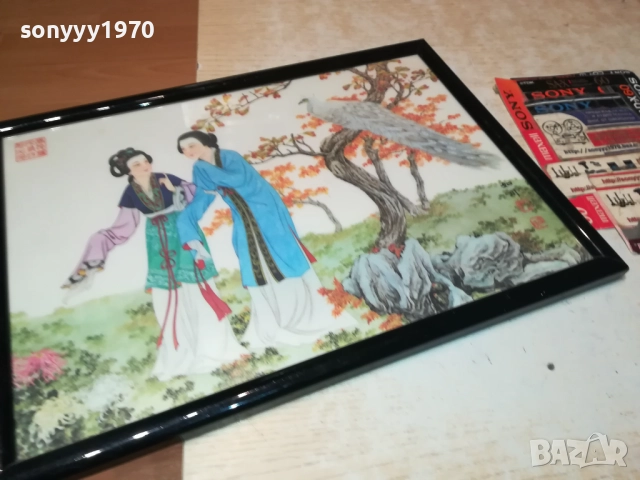японска картина-36Х26СМ 0210250803, снимка 2 - Антикварни и старинни предмети - 51915497