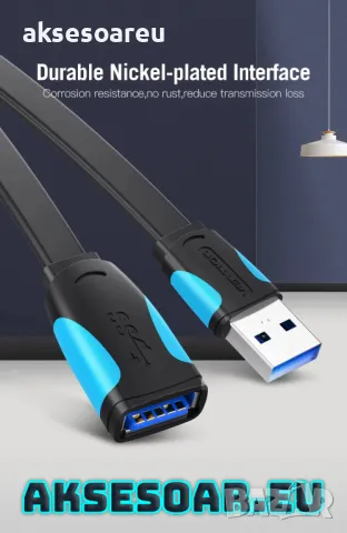 Удължителен нов висококачествен USB 3.0 кабел за компютър с дължина 1.5 м. USB мъжки към USB женски , снимка 4 - Други - 48143540