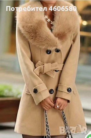 🧥 Палто с косъм Универсален размер, снимка 2 - Палта, манта - 52732655