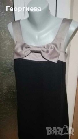 Рокля в черно и бежово, със свободна кройка👗🍀S/M,M👗🍀арт.848, снимка 2 - Рокли - 30446399