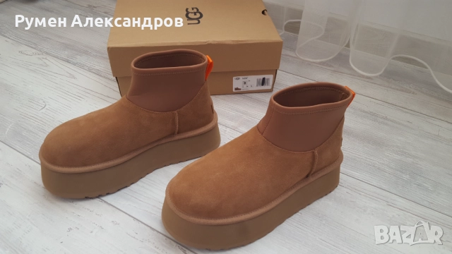 Нови дамски кожени високи боти UGG CLASSIC MINI DIPPER Shestnut р-р 39, снимка 3 - Дамски боти - 52859201