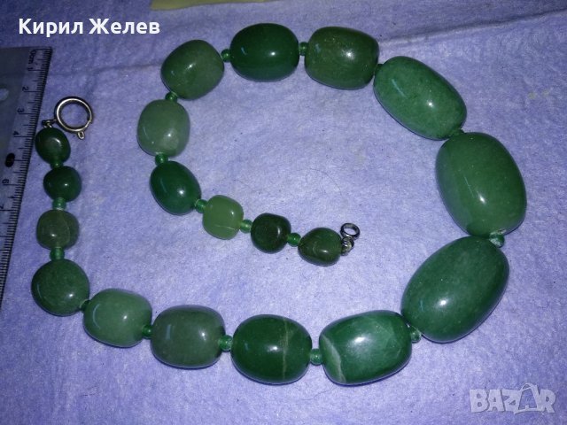 МАСИВНО СТИЛНО ФЕШЪН АРТ ХЕНД МЕЙД КОЛИЕ ОГЪРЛИЦА от ЮВЕЛИРНО ШЛИФОВАН ЗЕЛЕН АХАТ КАМЪНИ 34703, снимка 5 - Колиета, медальони, синджири - 39193111