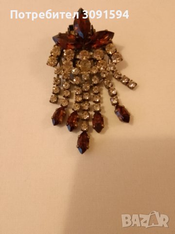 Радка брошка Арт Деко -1920г със клипс и игла кристали, снимка 13 - Антикварни и старинни предмети - 44176217