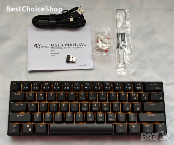 60% Безжична Механична Клавиатура ROYAL KLUDGE, Сменяеми Червени Превключватели