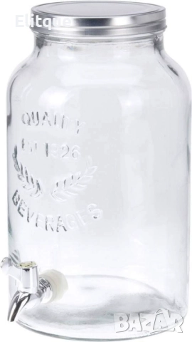 Буркан EDM с кран, прозрачен и неръждаема стомана, 5,5 литра, снимка 3 - Други - 52743873