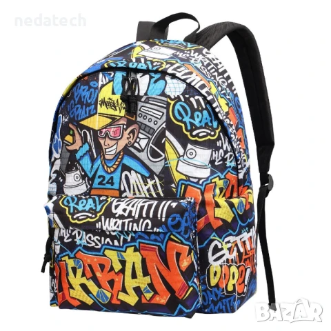 Ученическа раница с графити, 32x14x42см., снимка 2 - Ученически пособия, канцеларски материали - 51414984
