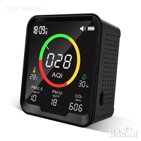 CF-9A Преносим монитор за качество на въздуха за AQI, PM2.5, PM10, CO2, температура и влажност