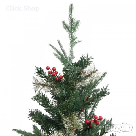 Коледна елха с шишарки, зелена, 120 см, PVC и PE, снимка 3 - Декорация за дома - 38674785