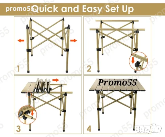 Преносима сгъваема маса в калъф 55х55х50см., снимка 5 - Къмпинг мебели - 49165197
