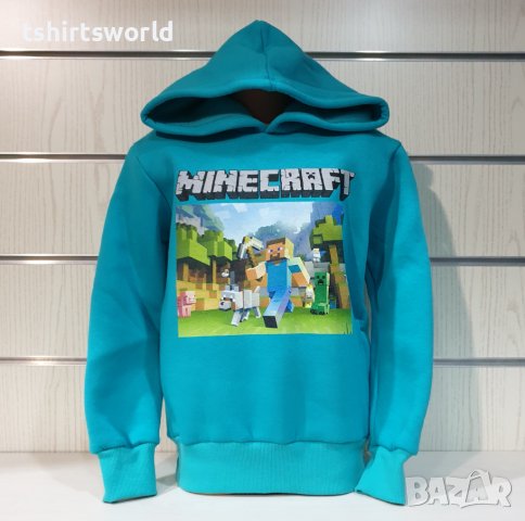 Нов детски суичър с дигитален печат MINECRAFT в зелен изчистен цвят, снимка 8 - Детски анцузи и суичери - 38866768