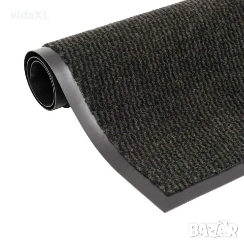 vidaXL Правоъгълна изтривалка, усукани влакна, 120х180 см, черна