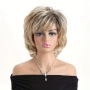 Къса дамска омбре златисто руса перука с фини светли кичур и тъмни корени, снимка 3