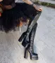 Чизми на ток - черна кожа, снимка 1