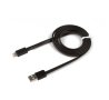Кабел плосък черен за iPhone5/6 USB-А(м)/Apple lighining(м) 1,2m, снимка 1 - USB кабели - 42383563