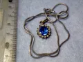 ПОСРЕБРЕНИ МЕДАЛЬОН и ЛАНЧЕ КОЛИЕ БЛАГОРОДНА СТОМАНА с ЮВЕЛИРНО ФАСЕТИРАН СИН и БЯЛ ЦИРКОН 49781, снимка 2