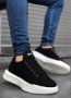      Мъжки спортни обувки в черен цвят, с висока бяла подметка и черни връзки - РАЗПРОДАЖБА!!!     , снимка 1 - Спортни обувки - 38293602