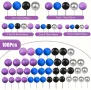 108 броя Лилави сини сребристи черни Топчета топки на тел за декорация на торта стириопор, снимка 2