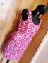 Ярко розова рокля пеплум принт зебра М, снимка 2