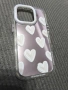 огледален калъф с бели сърца iPhone 14pro , снимка 1