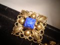 ПРЕКРАСЕН СТАРИНЕН ФИЛИГРАНЕН ПОЗЛАТЕН БРОНЗОВ Ар НУВО ПЕНДАНТ със СКЪПОЦЕНЕН КАМЪК ЛАЗУРИТ 4951, снимка 9