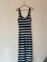 H&M Дълга рипсена рокля на черно/бежово райе с малка цепка отзад XS по етикет,но по-скоро е S / M 🖤, снимка 5