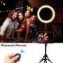 12" RGB LED Ринг лампа с двоен статив (четворно разклонен и мини настолен) и дистанционно, снимка 5