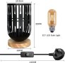 HHMTAKA Метална LED нощна лампа с дървена основа, черна, 22 см, снимка 3