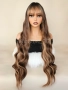 Дълга кафява къдрава перука на кичури с бретон, снимка 1