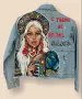 Дънково яке, ръчно рисувано, М, снимка 3