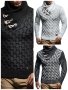 Нов модерен мъжки пуловер с копчета и широка яка, 3цвята - 023